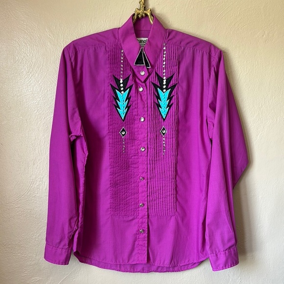 Wrangler Vintage Purple Casual Button Down Shirt - Picture 1 of 4